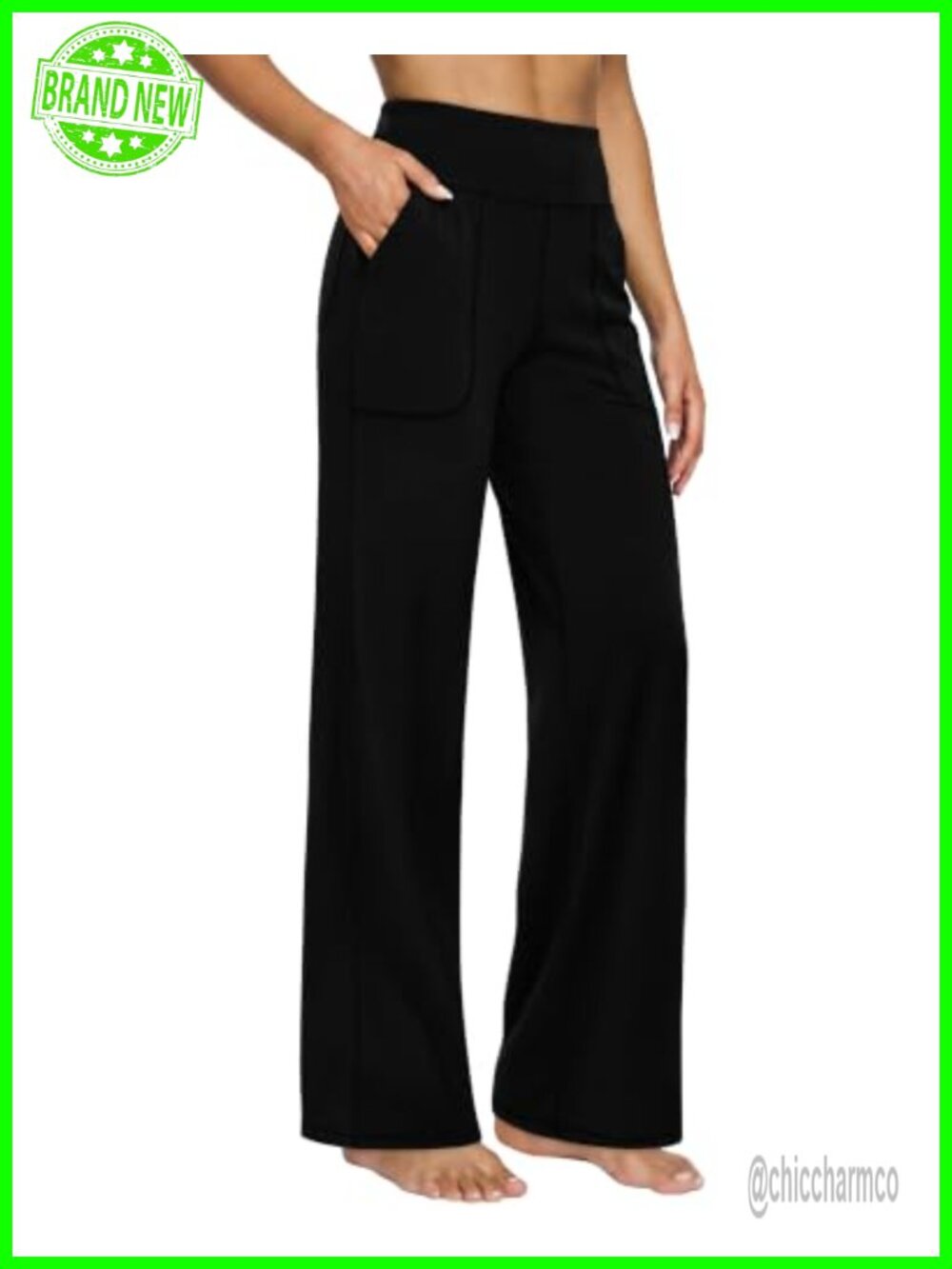 Alaroo Wide Leg Yoga Pants 3 Pockets High Rise Tummy Control